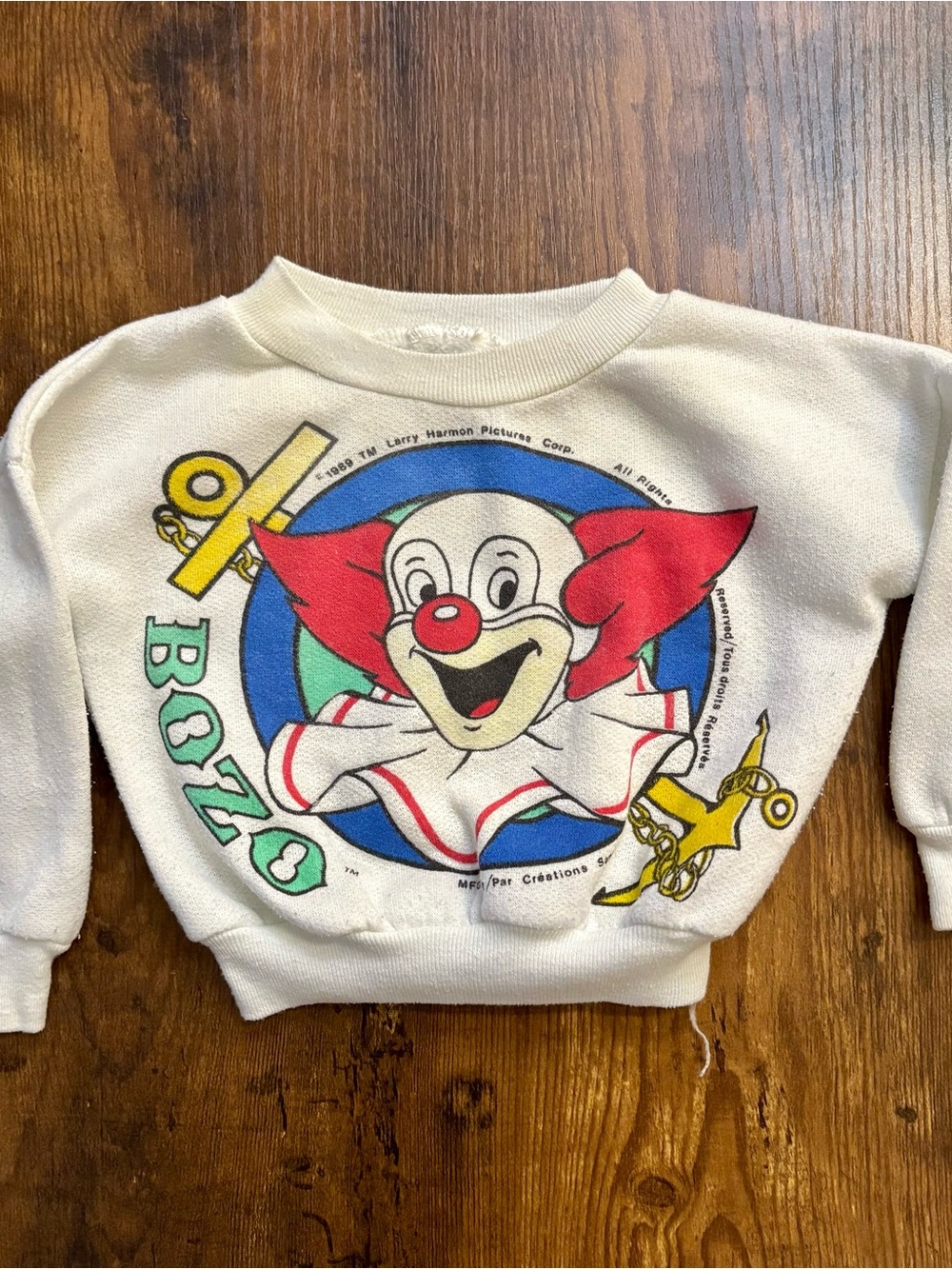 VTG 1989 Bozo The Clown Toddler Crewneck Sweatshirt 12-18M Baby Kids Cartoon